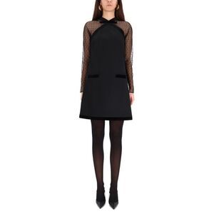 NINA RICCI Black Sheer Dot Sleeve Dress Women BLACK Dresses